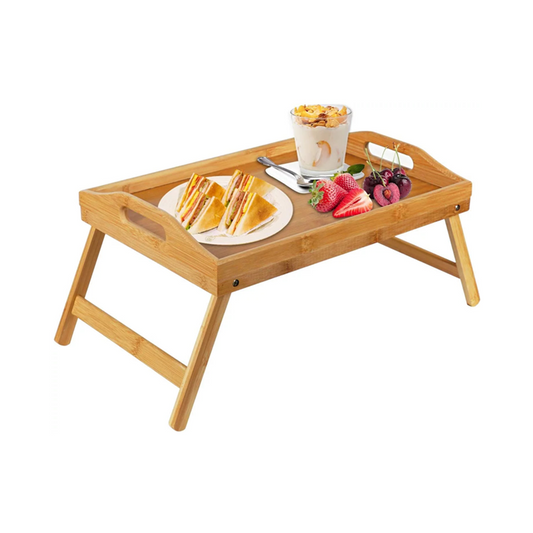 Bamboo Bed Tray Table With Foldable Legs Breakfast Tray for Sofa