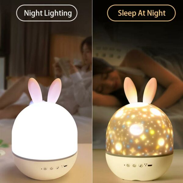 Sky Projector Night Light For Children Kids Bedroom Decor360? Rotating Nursery Bunny Light LED Lamp