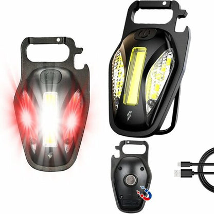 Aerbes AB-YJ11 Rechargeable Magnetic LED + COB Keychain Torch With Carabiner Hook