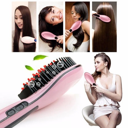 Fast Hair Straightener Electric Hair Brush Comb Magic straightener Brush LCD Display