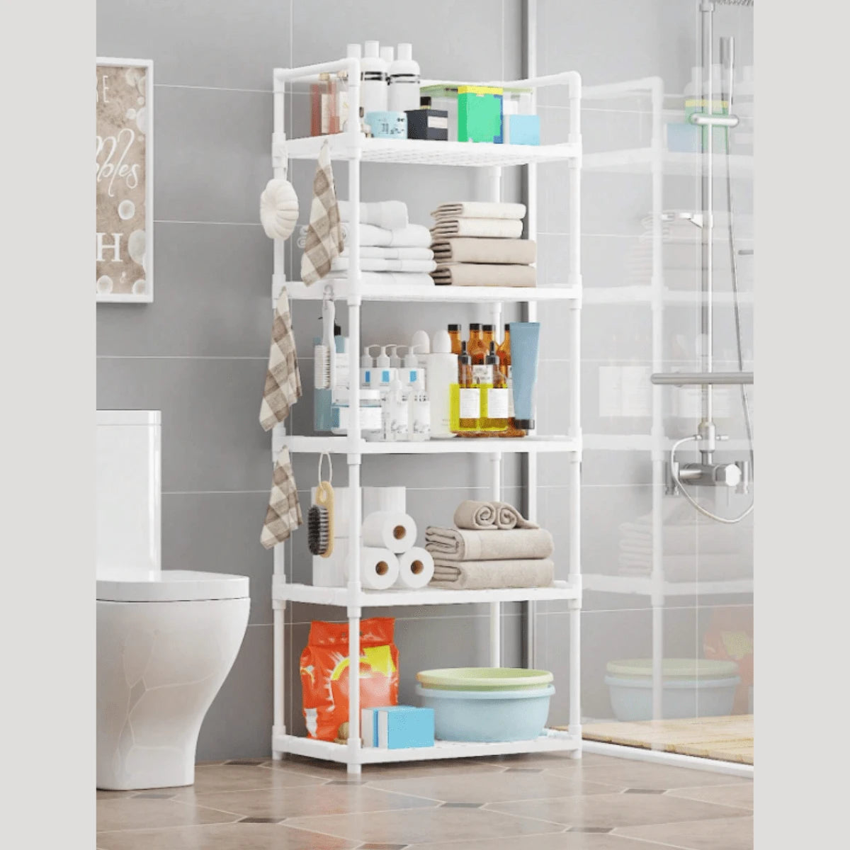 Large Capacity Floor-Standing Multi-Purpose Storage Shelf For Kitchen And Bathroom