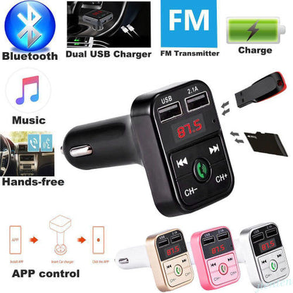 Bluetooth Car FM Transmitter Wireless Adapter 2 USB Charger Mp3 Player 5V 2.1A