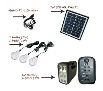 Mini Solar Lighting System With SMD LED Light 3 Light Bulbs Solar Panel