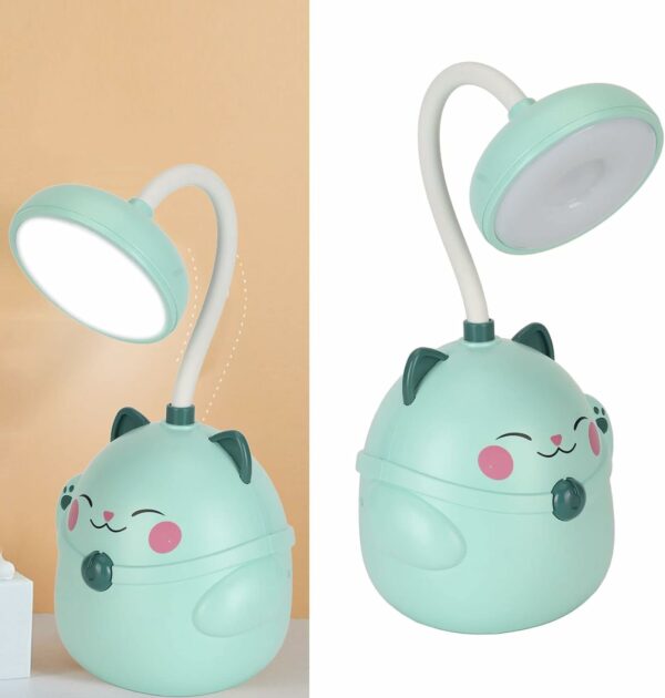 USB Rechargeable Happy Cat Table  Lamp 2 Settings With Pencil Holder