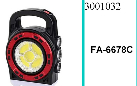 20W Solar Powered Portable COB  Light with 3 Light Sources and  USB Charging