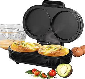 Non-Stick Egg Cooker, Electric Multicooker Omelet Machine, Twin Hot Plate For Eggs, Pancakes