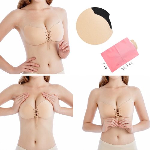 Self-adhesive Open Back Bra Gather Type Adhesive Strapless Bra Reusable