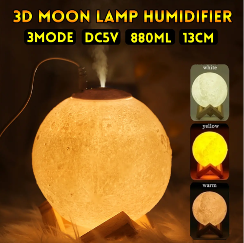 Air Humidifier 3D Moon Lamp Aroma Essential Oil Diffuser Air Purifier Mist Maker