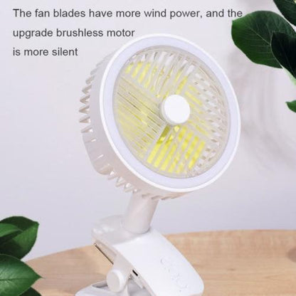 USB Mini Fan Charging Clip Fan Shake Head Lamp Built-in Fan Battery Fan