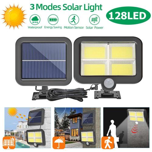 COB 128 LED Solar Split Lamp Motion Sensor Waterproof Outdoor