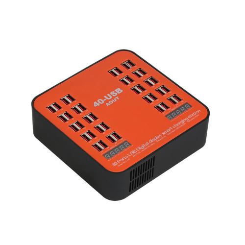 40-Port Usb Wall Charger Dual Digital Display Smart Charging Station