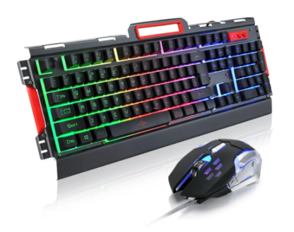 USB Wired Colorful Backlit Mechanical Hand-feel Gaming Keyboard + Mouse