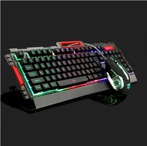 USB Wired Colorful Backlit Mechanical Hand-feel Gaming Keyboard + Mouse