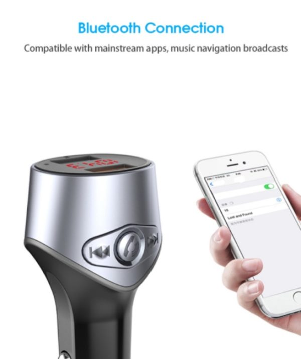 C5 MP3 Player Navigation FM Bluetooth Transmitter Double USB 5V 2.1A Car Charger