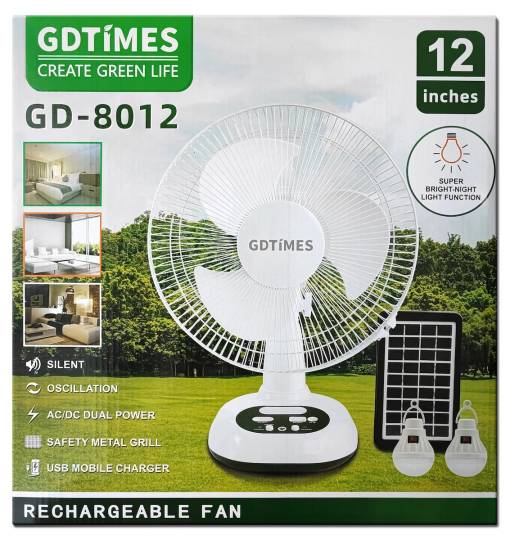 GDTimes Fan GD-8012 Solar Lighting System with 12