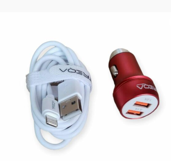 Treqa CS-218-IOS Dual 3.1A USB Smart Car Charger With IOS USB Cable