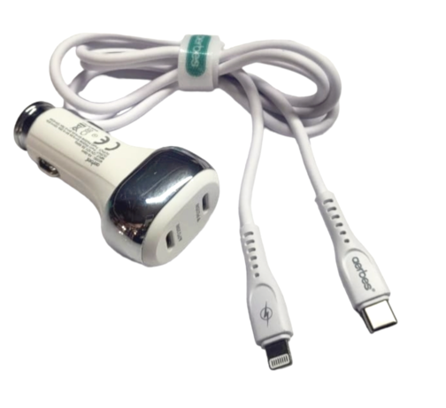 Aerbes AB-Q641 Dual PD 45W Car Charger With 1M Type C to Lightning Cable