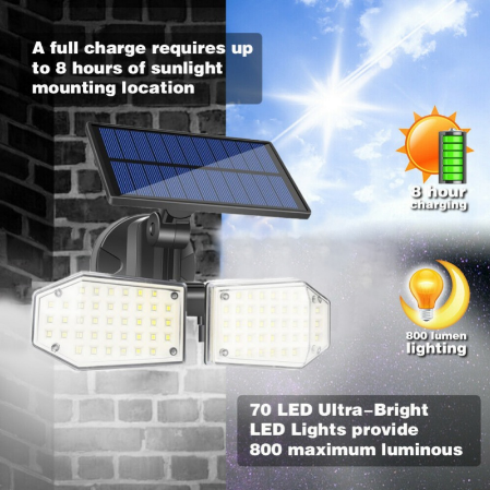 Solar Light Outdoor Solar Lamp PIR Motion Sensor 70LED