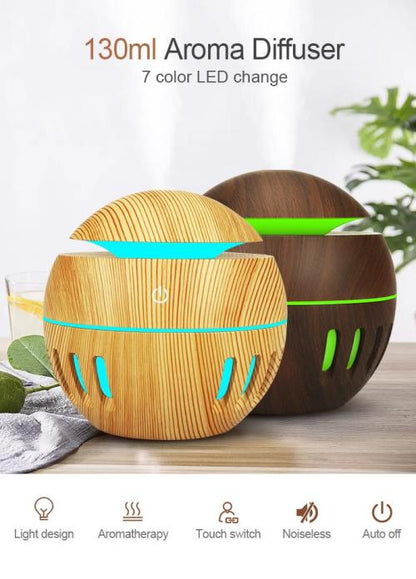 130ml USB Aroma Diffuser Ultrasonic Cool Mist Humidifier Air Purifier with 7 Color LED