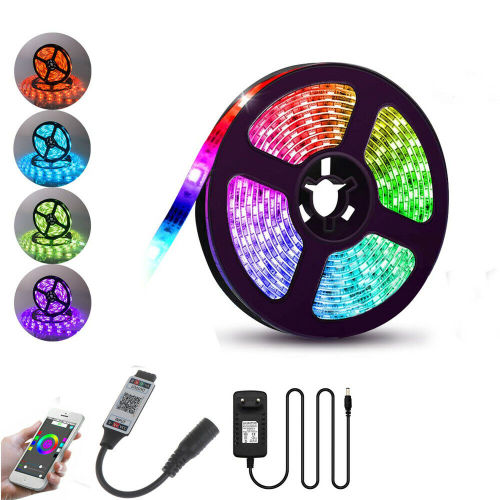 5M 32.4ft Bluetooth LED Strip Lights 5050 RGB Music Sync Controller Full kits