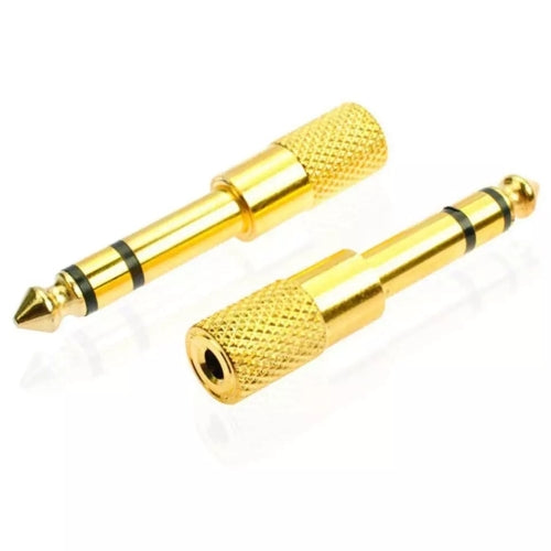 Audio Adapter Stereo 6.35 male to 3.5 Female Jack Plug Audio Stereo Adaptor Gold