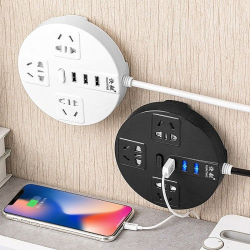 Multi-Function Socket Board with USB Plug-In Long Line Power Cord