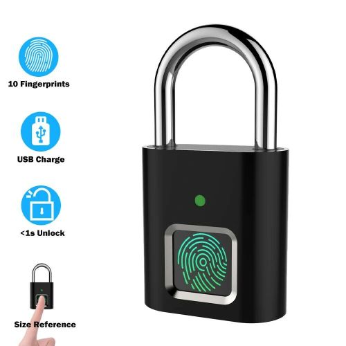 Fingerprint Lock USB Rechargeable Waterproof Smart Thumbprint Padlock