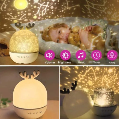 2 in 1 Elf LED Projector Night Light Projector Lamp 360 Degree Rotation Projection Music Box