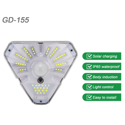 62LED Solar Wall Motion Sensor Crystal Rainproof Activated Light With 3 Modes