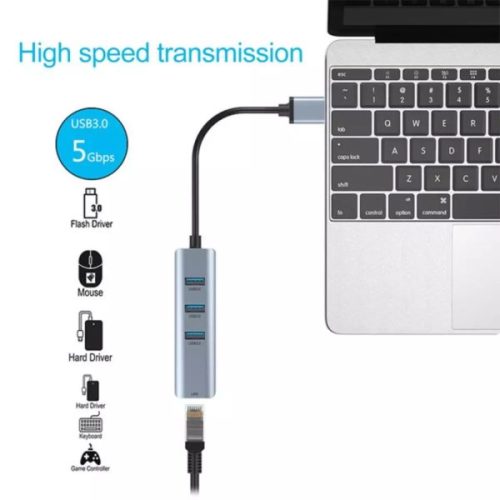 3 Ports USB 3.0 HUB to Rj45 Lan Network Card Gigabit Ethernet Adapter for Macbook and Laptops