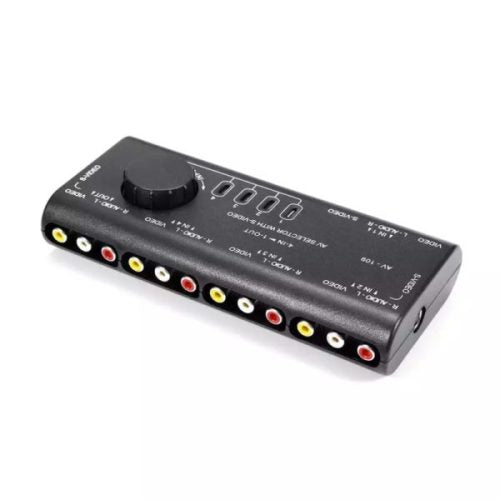 4 In 1 Out AV RCA Switch Box AV Audio Video Signal Switcher Splitter 4 Way Selector With RCA Cable