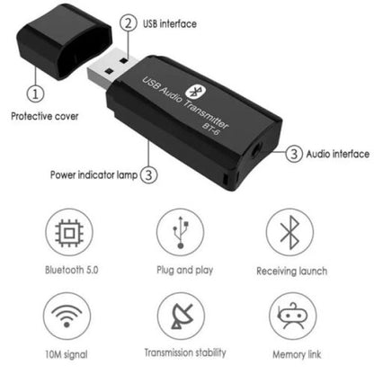 5.0 Bluetooth Receiver AUX Output Receiving Transmitter