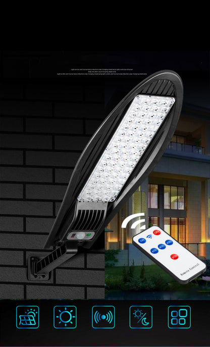 Solar LED Street Light Waterproof Motion Sensor Smart Remote Control Outdoor Garden Wall Light