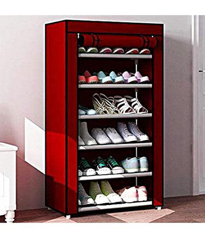 Multi-Purpose Storage Rack Cum Shoe Rack with Cover 6 Layer