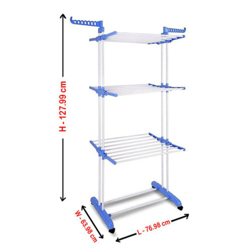 Three Layer Laundry Clothes Drying Rack With Hanger Foldable Stainless Steel