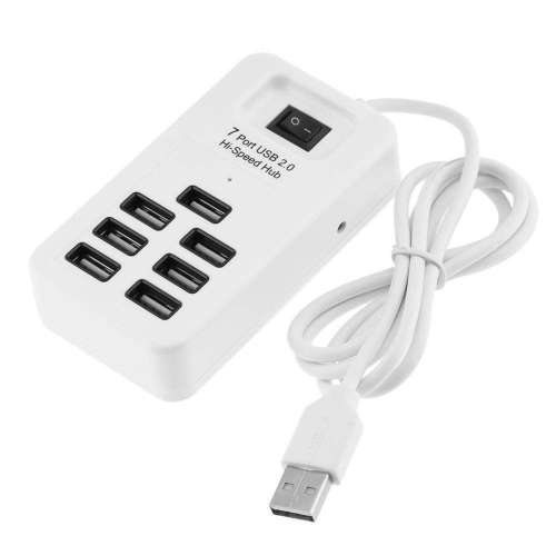 USB2.0 Portable 7 Port HUB High Speed with Cable On/Off Switch