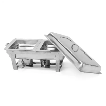 Stainless Steel Double Chafer Rectangular Chafing Dish Set