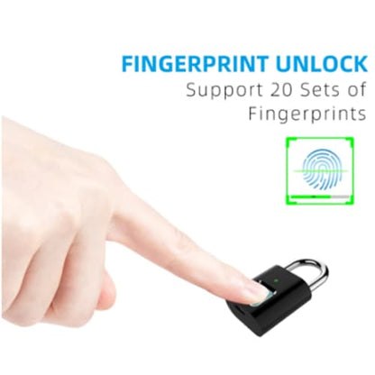 Smart Biometric Thumbprint Door Padlocks Rechargeable Door Lock Fingerprint Smart Padlock USB Keyles