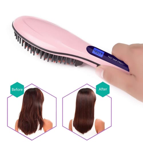 Hair Straightener Straightening Comb Brush With Temperature Nano 3 In 1 Straightening LCD Screen Wit