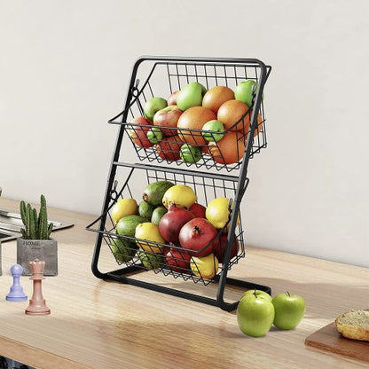 Fruit Basket for Kitchen 2 Tier Mini Vegetable Storage Basket Organizer