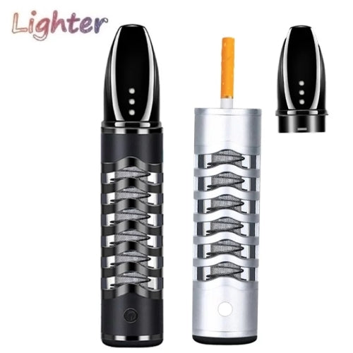 Cigarette Electric Lighter Smoke Cover Holder USB Windproof Smoking Accessory