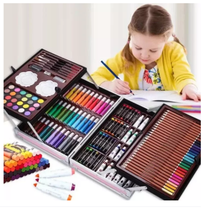 145pcs Kids Drawing Art Set Painting Pen Colour Pencils With Case