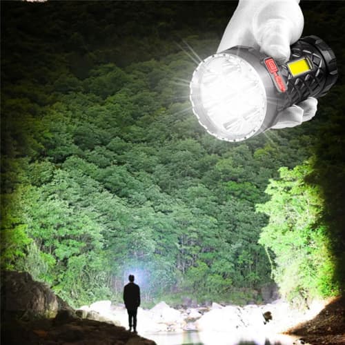 7LED Powerful Flashlight with COB Side Light USB Charging Lighting Torch Tent Camping Light Outdoor