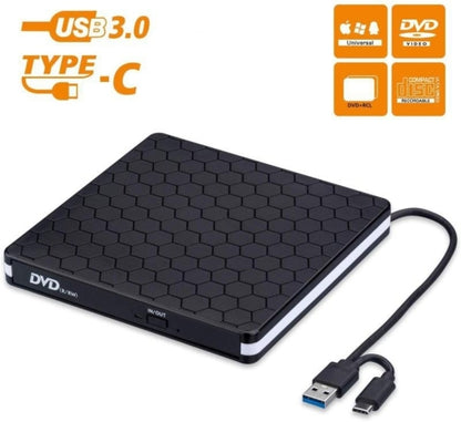 Dual Interface USB 3.0 Type C Slim External DVD RW CD Writer Drive