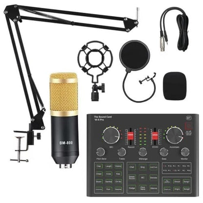 V8S Audio Mixer BM800 Condenser Microphone Live Sound Card BT USB Game DSP