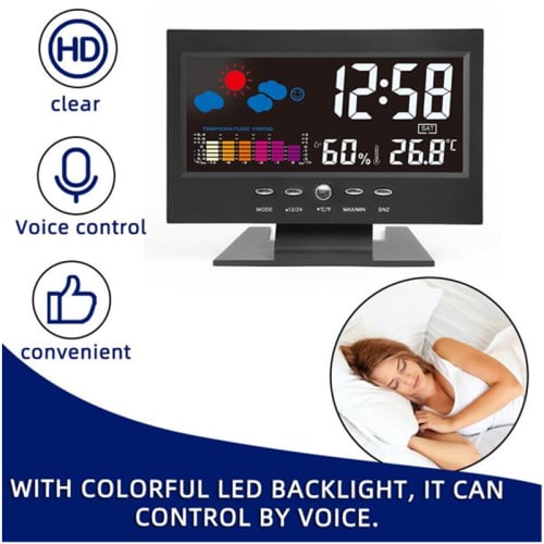 Electronic Digital Temperature Humidity Monitor Clock Weather Forecast Clock