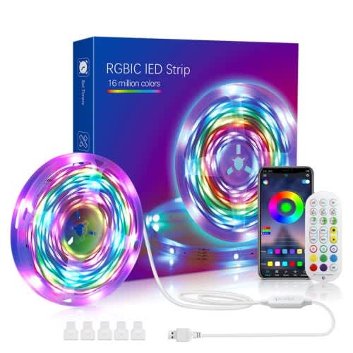 10M RGB LED Strip Music Sync LED Light Bar 5050 Color Bluetooth USB Remote Control