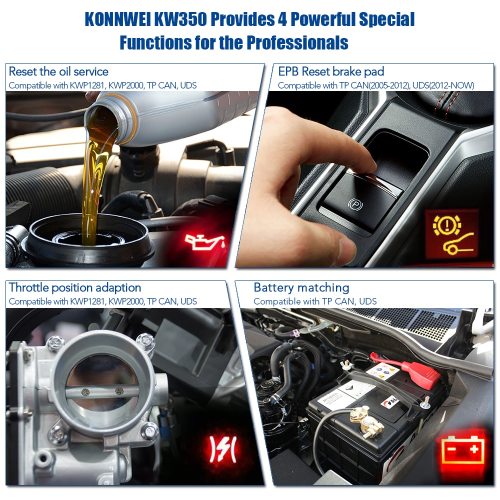 KW350 Automotive OBD2 Diagnostic Tool Full System Scanner