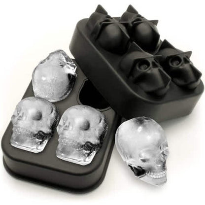 Skull Shape 3D Ice Cube Mold Tray for Halloween, Flexible Silicone Ice for Whiskey