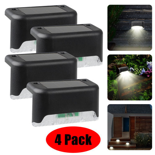 4PCS LED Solar Deck Light Solar Step Light Outdoor Waterproof